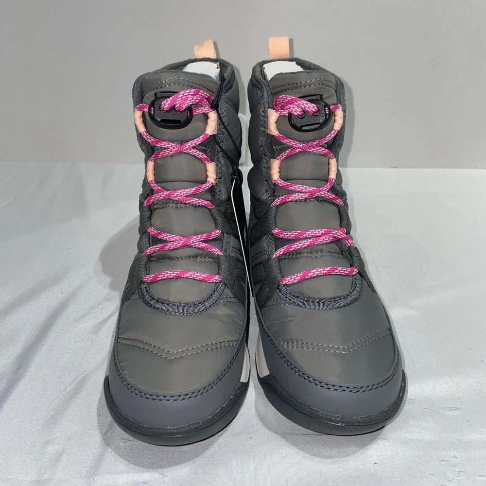 Sorel‎ Whitney II Puffy Mid Waterproof Winter Boots Kids Quarry Grey Pink 13